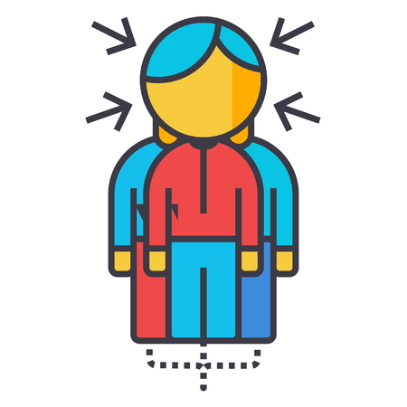 Sinergy flat line illustration, concept vector icon isolated on white backgroundのイラスト素材