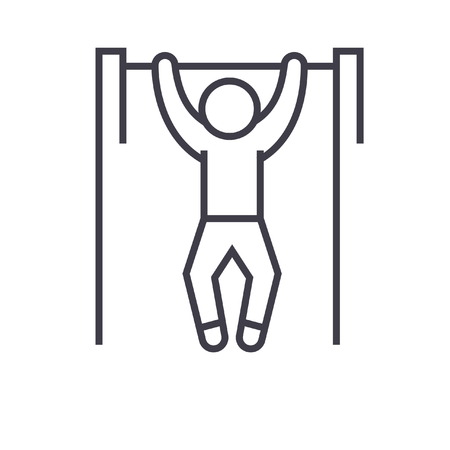Pull up, workout, street exercise flat line illustration, concept vector isolated icon