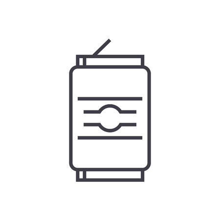 soda can vector line icon, sign, illustration on white background, editable strokesのイラスト素材