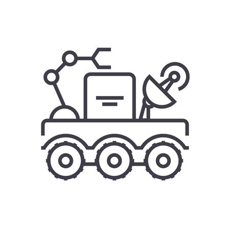 space vehicle vector line icon, sign, illustration on white background, editable strokesのイラスト素材