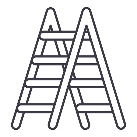 stairs vector line icon, sign, illustration on white background, editable strokesのイラスト素材