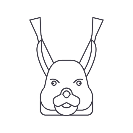 squirrel head vector line icon, sign, illustration on white background, editable strokesのイラスト素材