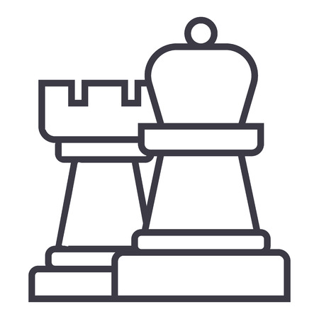 strategy,chess vector line icon, sign, illustration on white background, editable strokesのイラスト素材