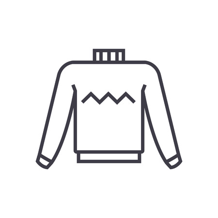 sweater vector line icon, sign, illustration on white background, editable strokesのイラスト素材
