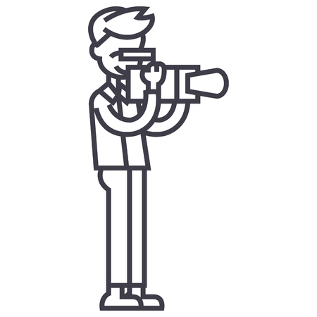 Video crew line iconのイラスト素材