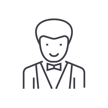 Waiter line iconのイラスト素材