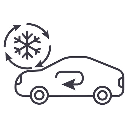 air conditioning, car service vector line icon, sign, illustration on white background, editable strokesのイラスト素材