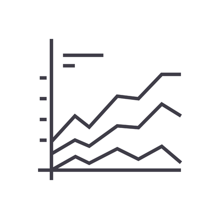 area, graphics, chart vector line icon, sign, illustration on white background, editable strokesのイラスト素材