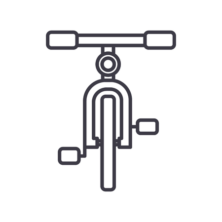 bike, front view vector line icon, sign, illustration on white background, editable strokesのイラスト素材
