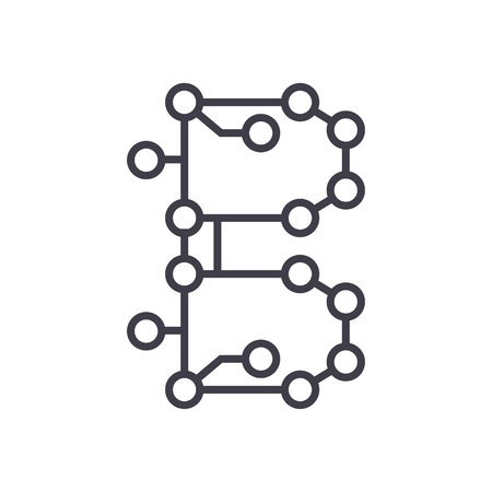 blockchain technology,circuit vector line icon, sign, illustration on white background, editable strokesのイラスト素材