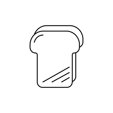 bread toast vector line icon, sign, illustration on white background, editable strokesのイラスト素材
