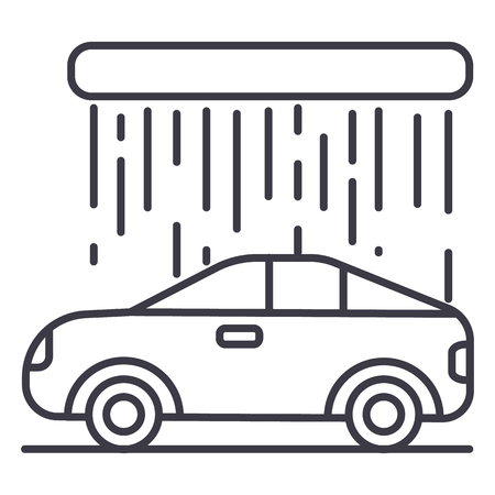 car wash vector line icon, sign, illustration on white background, editable strokesのイラスト素材