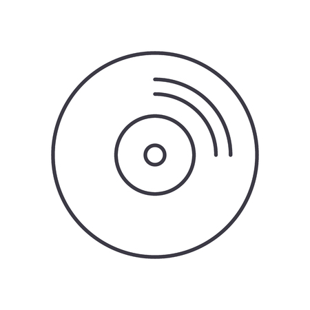 cd disc vector line icon, sign, illustration on white background, editable strokesのイラスト素材