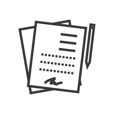 contract, signing documents vector line icon, sign, illustration on white background, editable strokesのイラスト素材