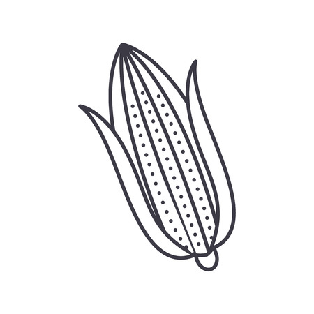 corn vector line icon, sign, illustration on white background, editable strokesのイラスト素材