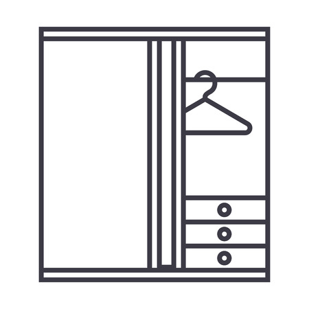 dressing room vector line icon, sign, illustration on white background, editable strokesのイラスト素材