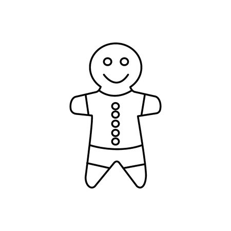 Gingerbread man vector line icon, sign, illustration on white background.のイラスト素材