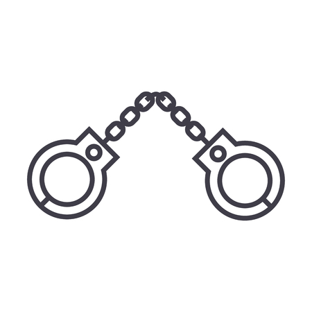 handcuffs vector line icon, sign, illustration on white background, editable strokesのイラスト素材
