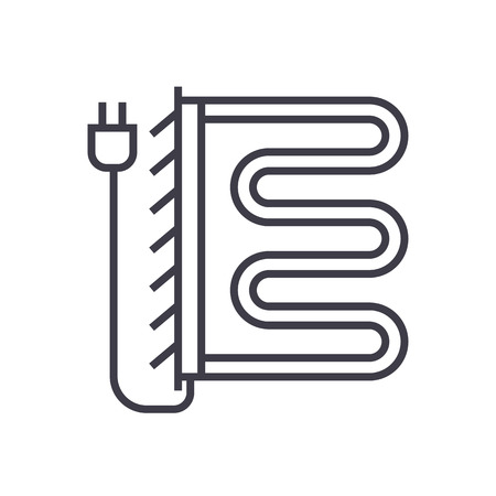 heated towel dryer vector line icon, sign, illustration on white background, editable strokesのイラスト素材