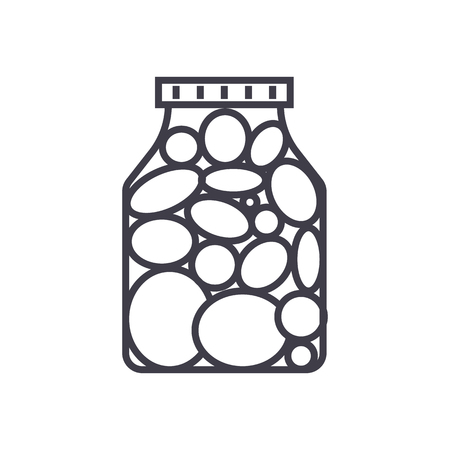 pickles,marinade tomato vector line icon, sign, illustration on white background, editable strokesのイラスト素材