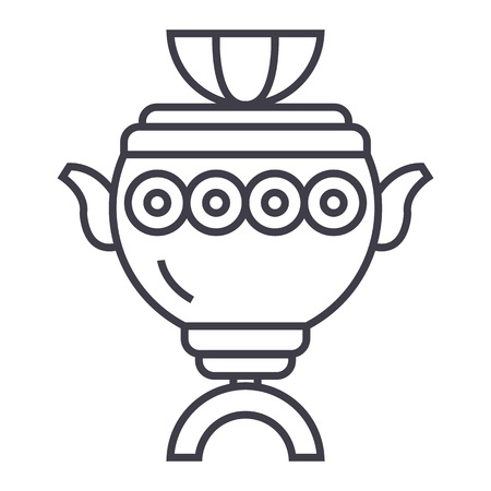 A samovar vector line icon.のイラスト素材