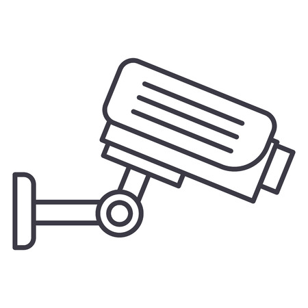 Security camera vector line icon.