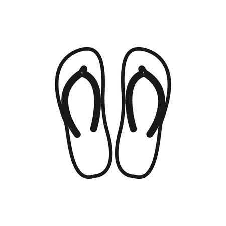 Slippers line icon, sign, illustration on white background, editable strokesのイラスト素材