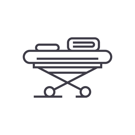 hospital bed vector line icon, sign, illustration on white background, editable strokesのイラスト素材