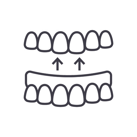 implanted teeth vector line icon, sign, illustration on white background, editable strokesのイラスト素材