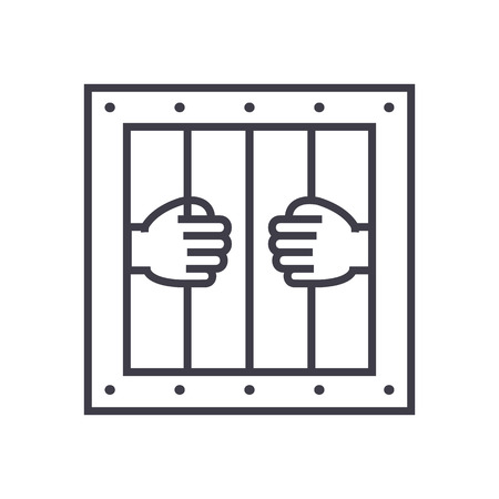 jail vector line icon, sign, illustration on white background, editable strokesのイラスト素材