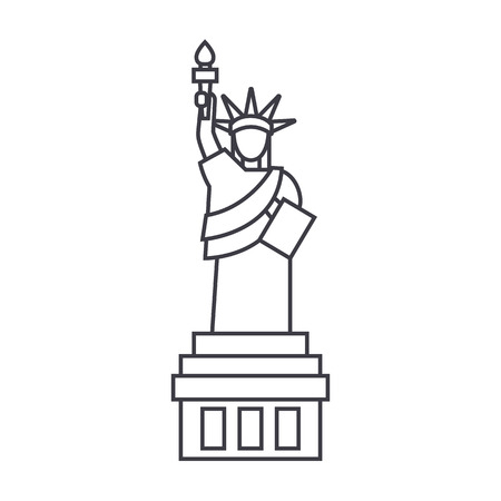 liberty statue  vector line icon, sign, illustration on white background, editable strokesのイラスト素材