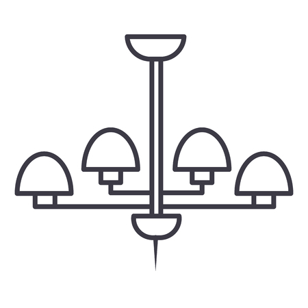 light lamp, ceiling bra vector line icon, sign, illustration on white background, editable strokesのイラスト素材