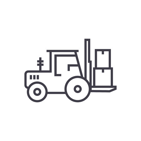 loader truck vector line icon, sign, illustration on white background, editable strokesの写真素材