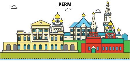 Russia, Perm city skyline.のイラスト素材