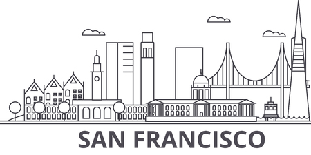 San Francisco architecture line skyline illustration.のイラスト素材