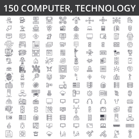 hardware line icons signs Illustration vector concept Editable strokesのイラスト素材