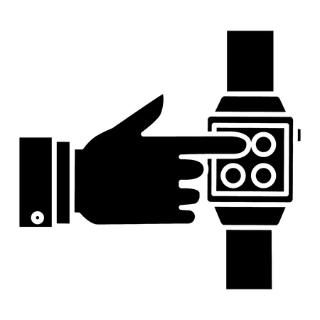 Hand touching watch iconのイラスト素材