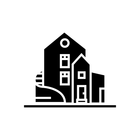 house - luxury - detached mansion icon, illustration, vector sign on isolated backgroundのイラスト素材