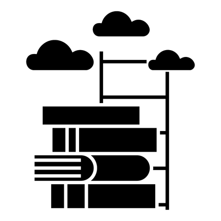 knowledge - way to - books with staircase icon, illustration, vector sign on isolated backgroundのイラスト素材