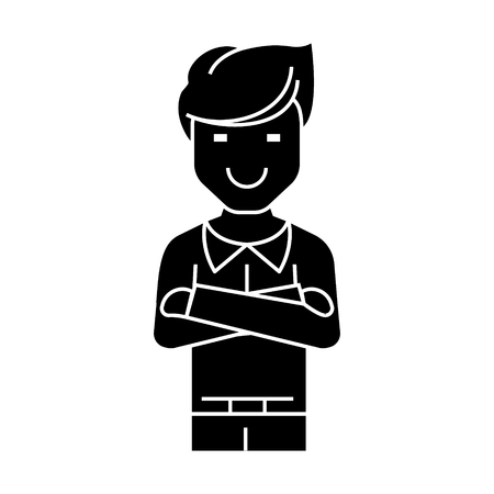 man arms crossed icon, illustration, vector sign on isolated backgroundのイラスト素材
