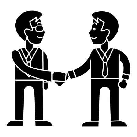 businessmen handshake - partnership icon, illustration, vector sign on isolated backgroundのイラスト素材