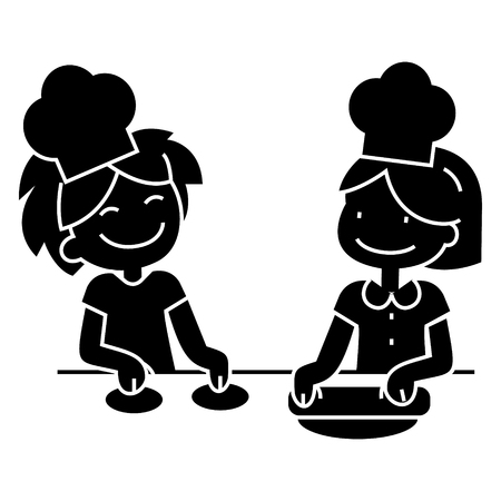 children cooking icon, illustration, vector sign on isolated backgroundのイラスト素材