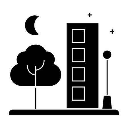 city  icon, vector illustration, black sign on isolated backgroundのイラスト素材