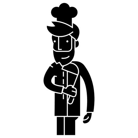 cooker restaurant chef  icon, vector illustration, black sign on isolated backgroundのイラスト素材