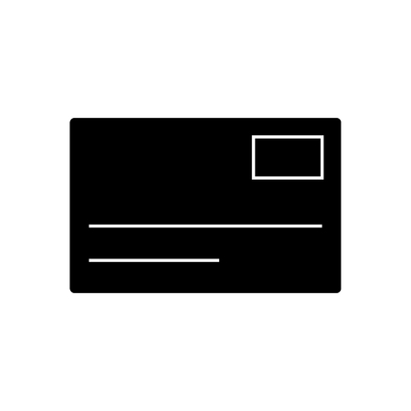 postcard, email  icon, vector illustration, black sign on isolated backgroundのイラスト素材