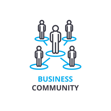 Business community concept , outline icon, linear sign, thin line pictogram, logo, flat illustration, vectorのイラスト素材