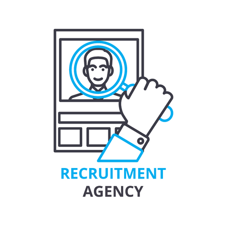 Recruitment agency concept , outline icon, linear sign, thin line pictogram, logo, flat illustration, vectorのイラスト素材
