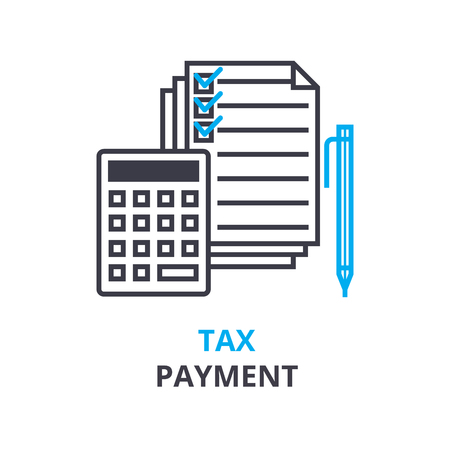 tax payment concept, outline icon, linear sign, thin line pictogram, logo, flat vector, illustrationのイラスト素材