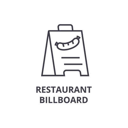 restaurant billboard line icon, outline sign, linear symbol, flat vector illustrationのイラスト素材
