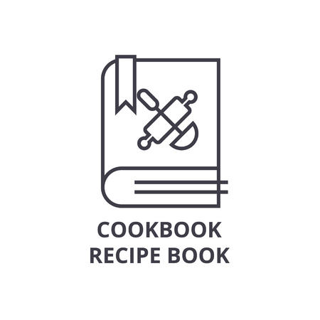 cookbook, recipe book line icon, outline sign, linear symbol, flat vector illustrationのイラスト素材